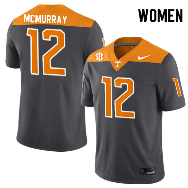 Women #12 Jalen McMurray Tennessee Volunteers College Football Jerseys Stitched-Anthracite